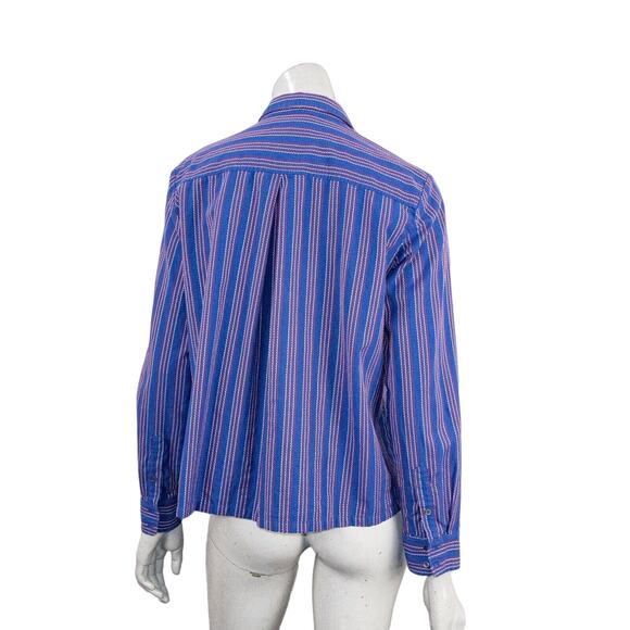 XiRENA Button up Shirt in Blue red Embroidered stripe size Small - Picture 5 of 11